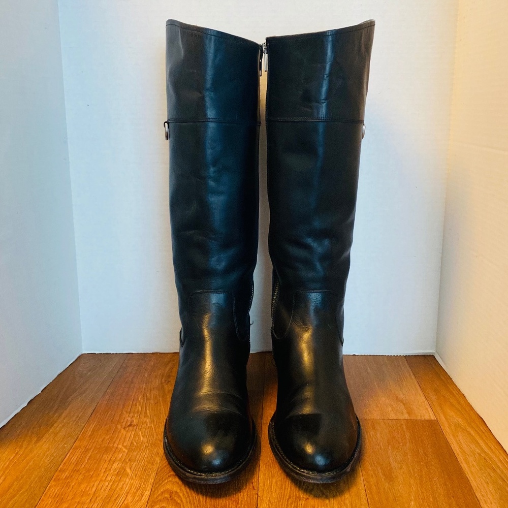 Frye Jayden D Ring Womens Tall Black Leather Riding Boots,  9.5 B.